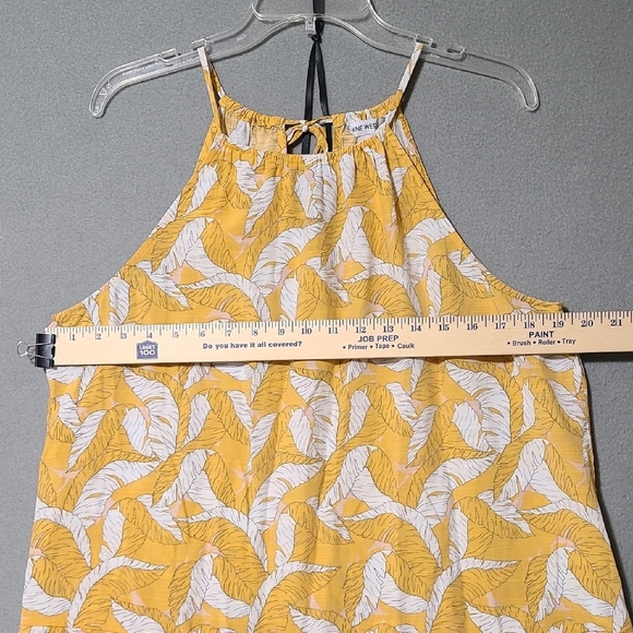 NINE WEST Yellow Leaf Print Women's Strappy Top Blouse - Size Large - Picture 8 of 12